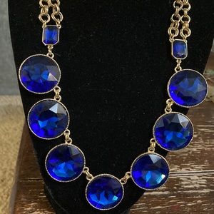 Stunning blue glass and gold tone choker